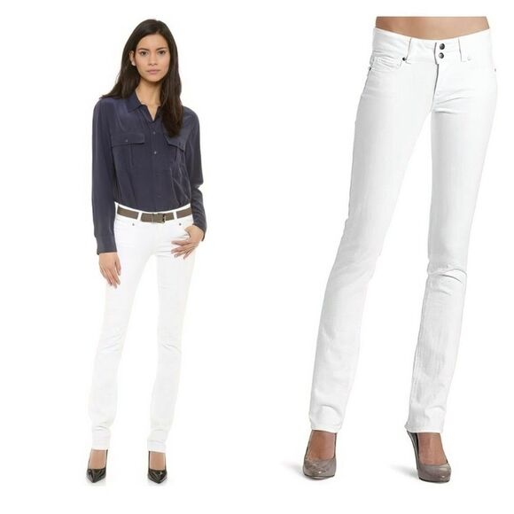 PAIGE Women’s Hidden Hills Straight Jeans in Optic White- Size 27 - Picture 1 of 12